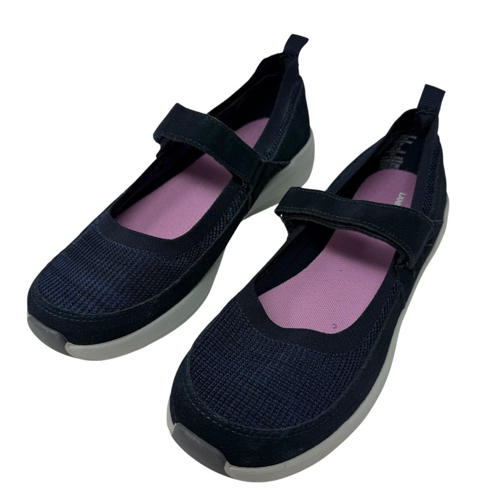 Lands End Mary Jane shoe Women’s Size 6.5 Navy Blue leather mesh New